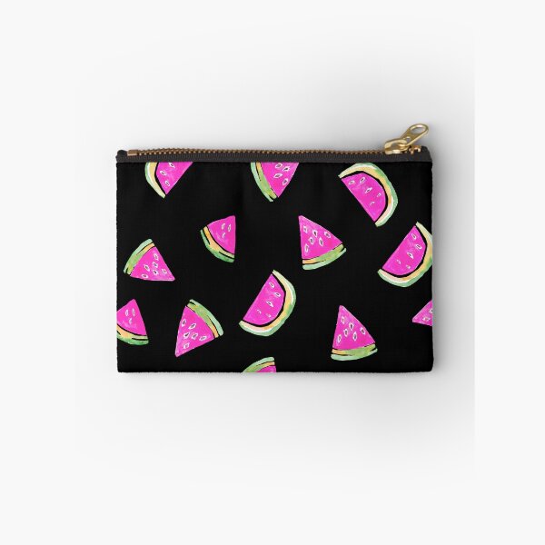 Item preview, Hand Painted Watercolor Pink Watermelon  on black - Patterned designed and sold by aneladesigns.