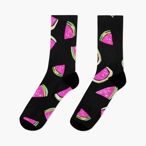 Item preview, Hand Painted Watercolor Pink Watermelon  on black - Patterned designed and sold by aneladesigns.
