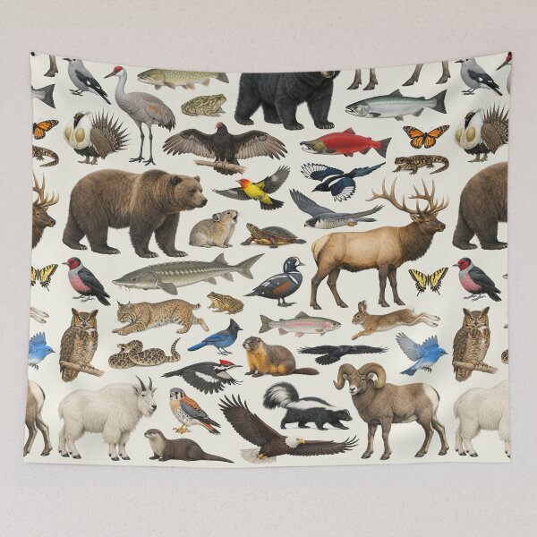 Item preview, Animals of Nebraska Retro Style Identification Chart designed and sold by kakarikihill.