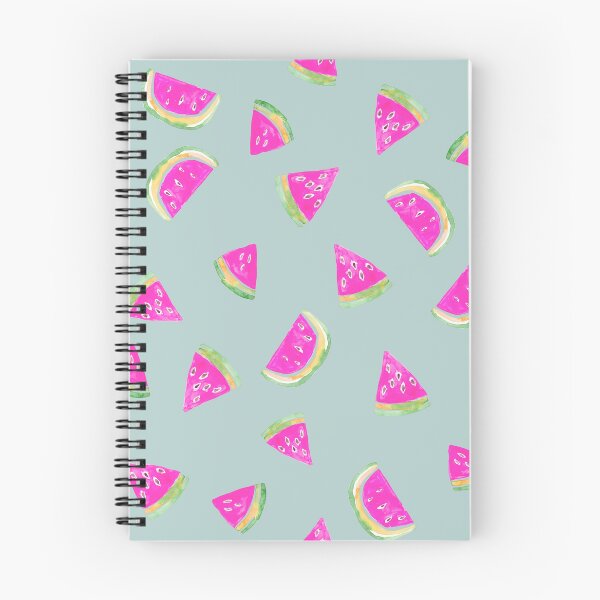 Item preview, Hand Painted Watercolor Pink Watermelon  on blue - Patterned designed and sold by aneladesigns.