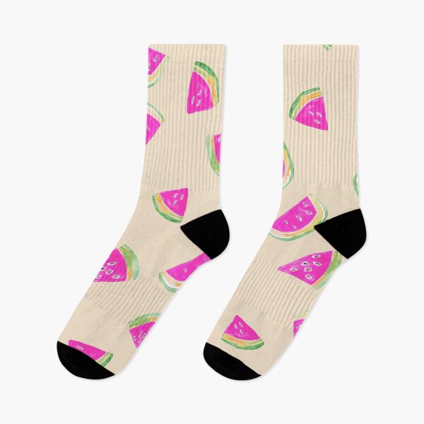 Item preview, Hand Painted Watercolor Pink Watermelon  on beige- Patterned designed and sold by aneladesigns.