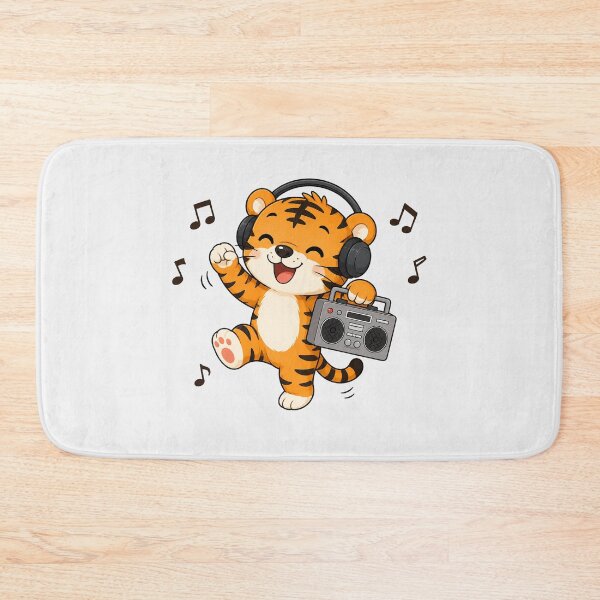 Item preview, Cute Tiger Listening to Music Kawaii Retro Boombox designed and sold by Seculinator.
