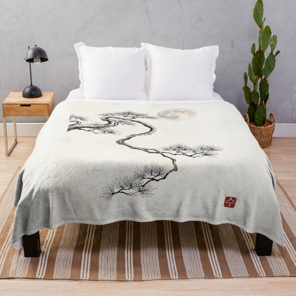 Item preview, ​Tranquil Moon and Majestic Pine - Minimalist Zen Ink Painting designed and sold by SOOstudio73.