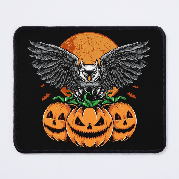 Item preview, Owl Spread Wings Three Jack O Lanterns Full Moon Bats Halloween Illustration Graphic T-Shirt designed and sold by DERA RAY.