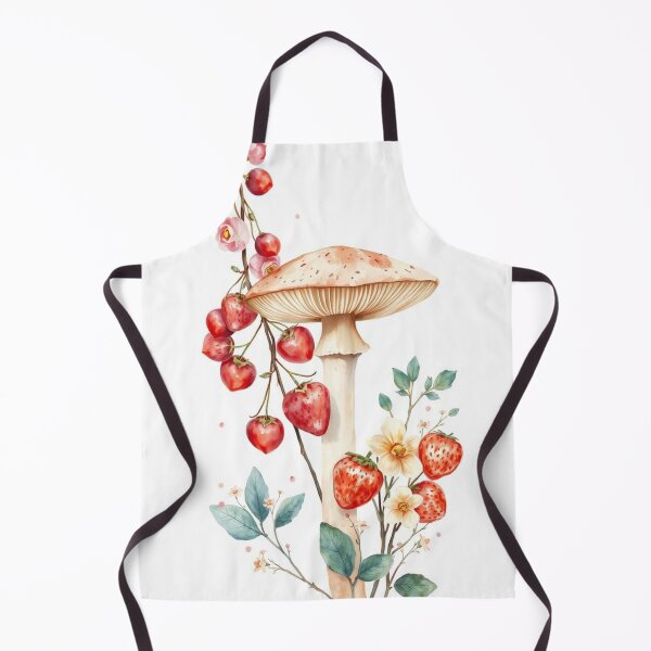 Item preview, Whimsical Watercolor Mushroom and Strawberries Illustration designed and sold by Vida e Arte.