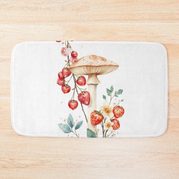 Item preview, Whimsical Watercolor Mushroom and Strawberries Illustration designed and sold by Vida e Arte.