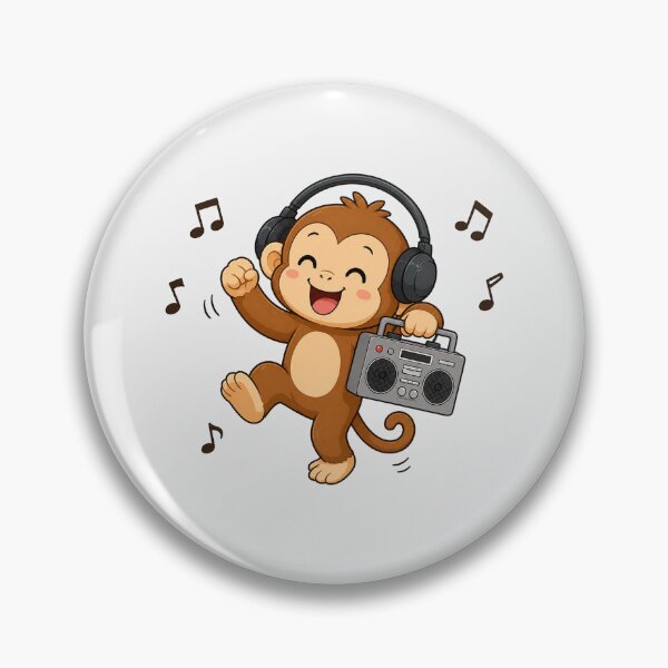 Item preview, Cute Monkey Listening to Music Kawaii Retro Boombox designed and sold by Seculinator.