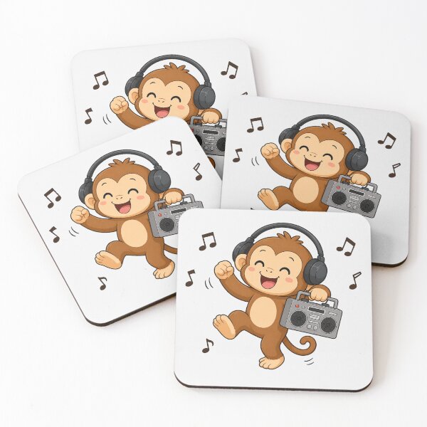 Item preview, Cute Monkey Listening to Music Kawaii Retro Boombox designed and sold by Seculinator.