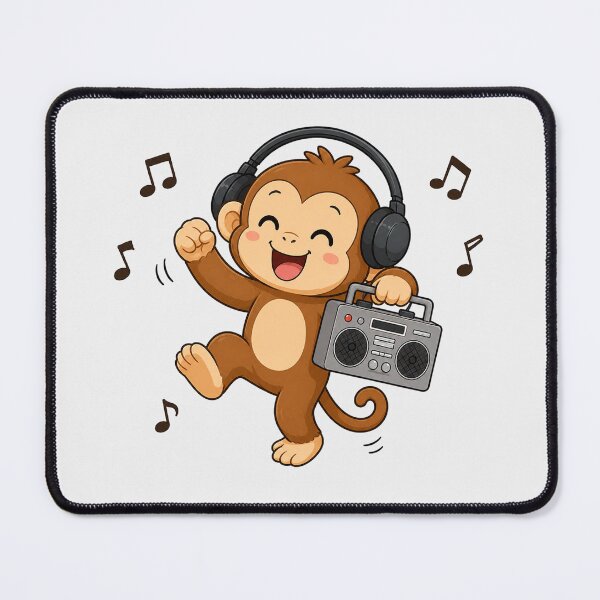 Item preview, Cute Monkey Listening to Music Kawaii Retro Boombox designed and sold by Seculinator.