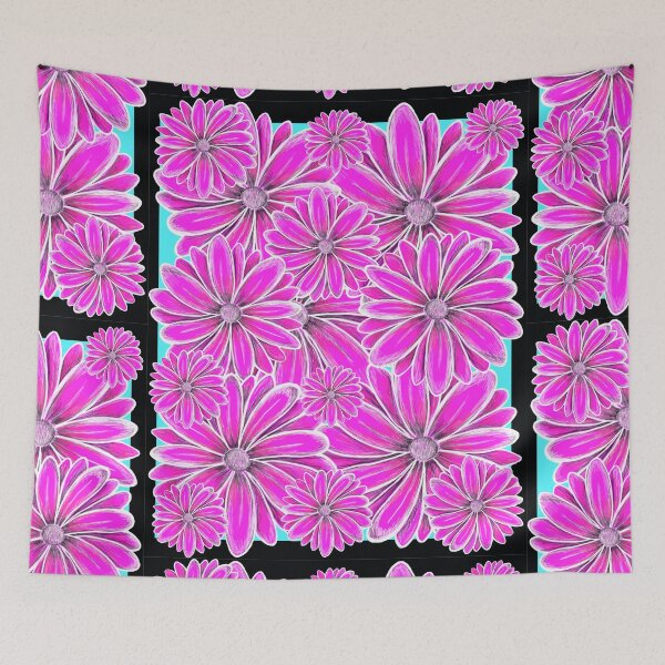 Item preview, Electric Bloom: Neon Pink Daisy Garden designed and sold by ArtflyStudio.