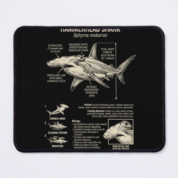 Item preview, Tiburón martillo Anatomía científica Biología Amante de los animales designed and sold by Kimberley King Art King Art.