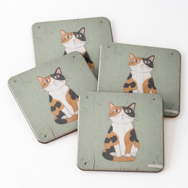 Item preview, Calico Cat Raising a Single Paw designed and sold by PictorialWhimsy.