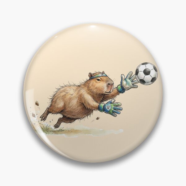 Item preview, Cute Watercolor Capybara Goalkeeper Flying Soccer Save Art designed and sold by BreezifyDesignStudio.