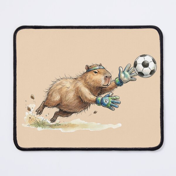 Item preview, Cute Watercolor Capybara Goalkeeper Flying Soccer Save Art designed and sold by BreezifyDesignStudio.
