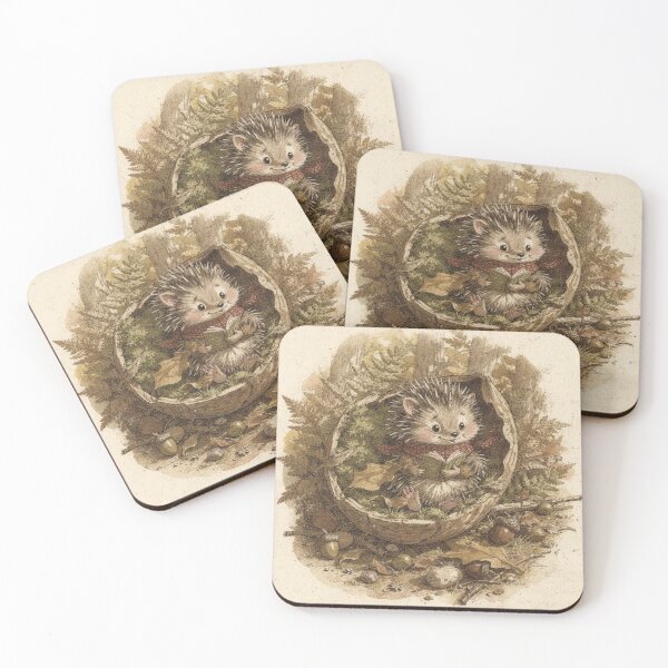 Item preview, Hedgehog Folk Reading in a Walnut Shell designed and sold by PictorialWhimsy.