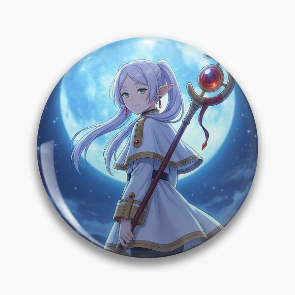Item preview, White-Haired Elven Mage // Anime Illustration - Moonlit Blue Flower Fantasy Art designed and sold by Astraphyllia.