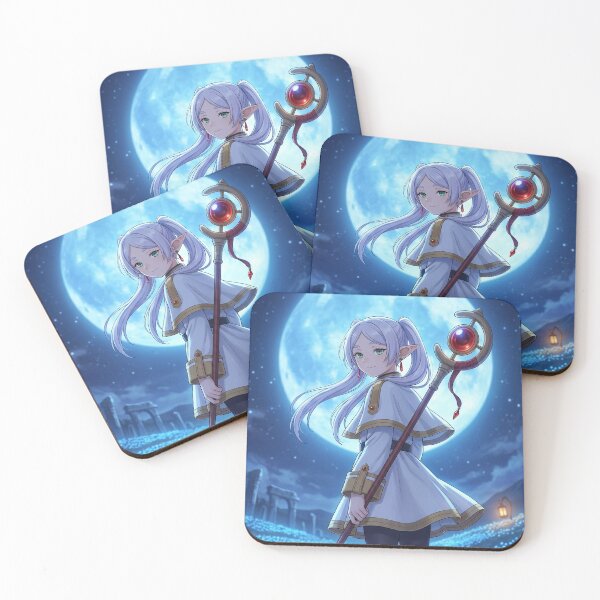 Item preview, White-Haired Elven Mage // Anime Illustration - Moonlit Blue Flower Fantasy Art designed and sold by Astraphyllia.