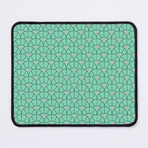 Item preview, Teal Scallop Fan Pattern Art Deco Pink Dots designed and sold by Zaya_art.