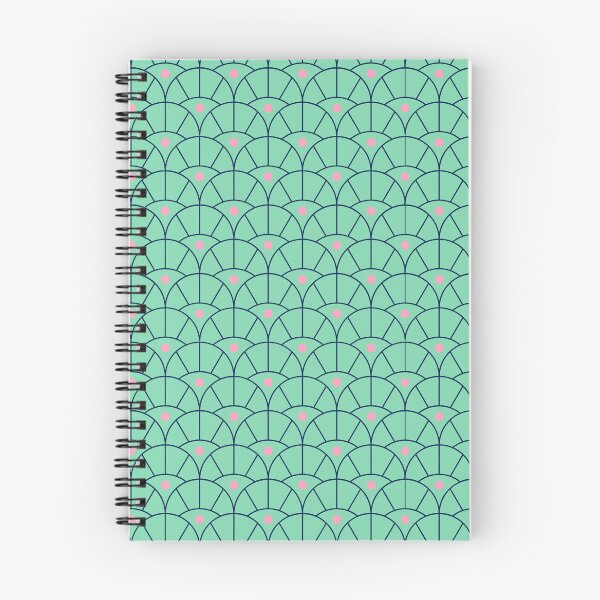 Item preview, Teal Scallop Fan Pattern Art Deco Pink Dots designed and sold by Zaya_art.