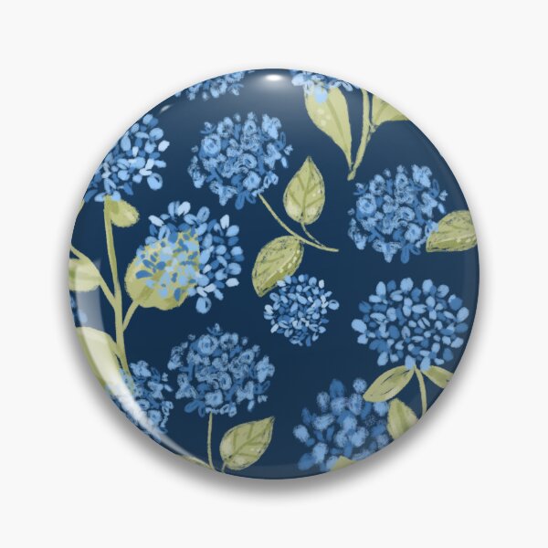 Item preview, Preppy Blue Hydrangea Floral on Navy Blue pattern designed and sold by aneladesigns.