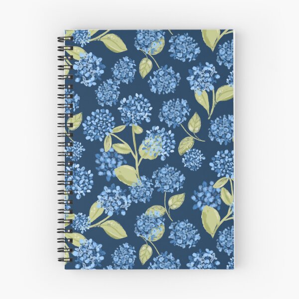 Item preview, Preppy Blue Hydrangea Floral on Navy Blue pattern designed and sold by aneladesigns.