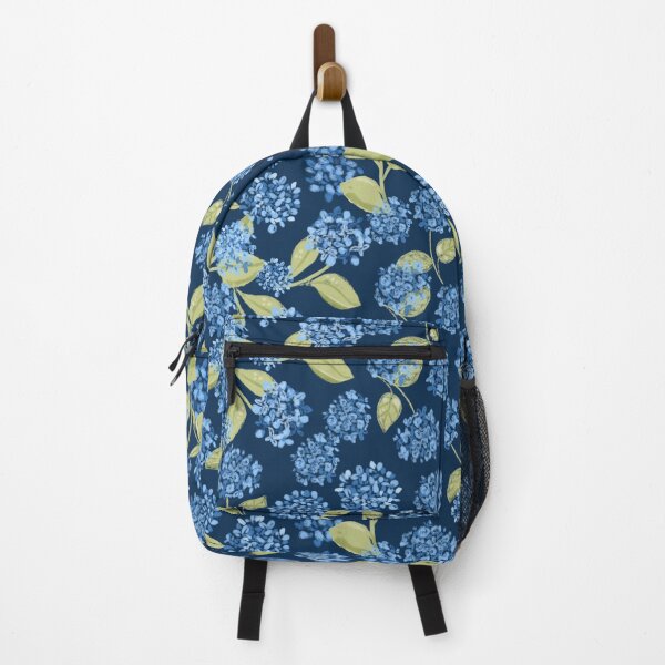 Item preview, Preppy Blue Hydrangea Floral on Navy Blue pattern designed and sold by aneladesigns.