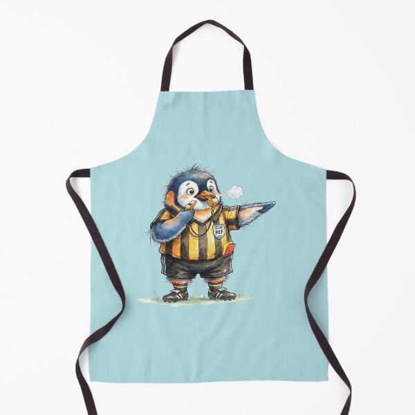 Item preview, Cute Watercolor Penguin Soccer Referee Blowing Whistle Art designed and sold by BreezifyDesignStudio.