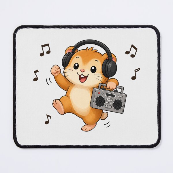 Item preview, Cute Hamster Listening to Music Kawaii Retro Boombox designed and sold by Seculinator.
