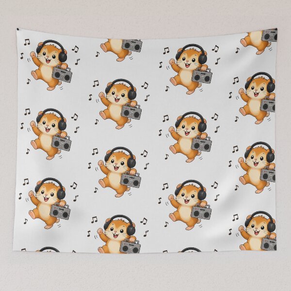 Item preview, Cute Hamster Listening to Music Kawaii Retro Boombox designed and sold by Seculinator.