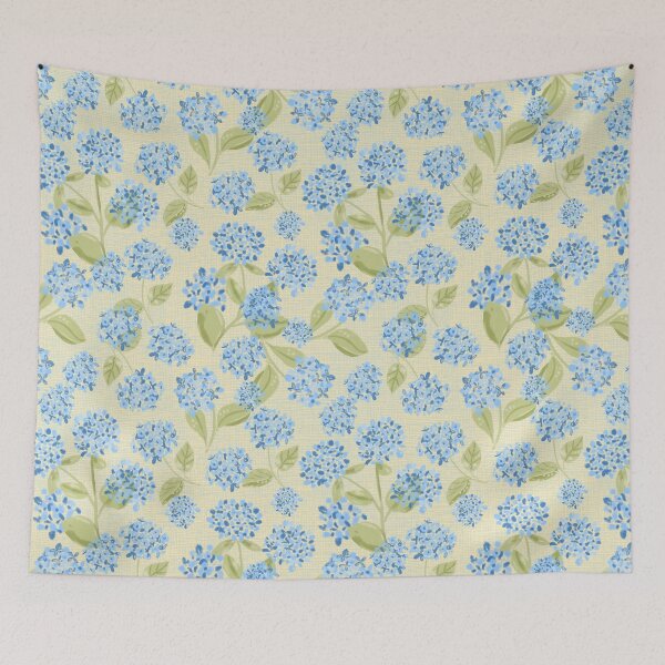 Item preview, Preppy Blue Hydrangea Floral on cream pattern designed and sold by aneladesigns.