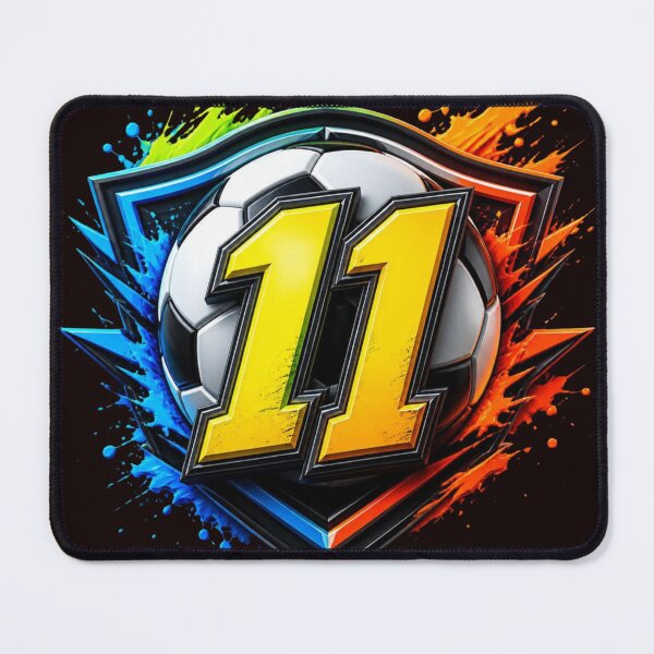 Item preview, Number 11 Football Champion Crest Neon Splash designed and sold by AgnesB77.