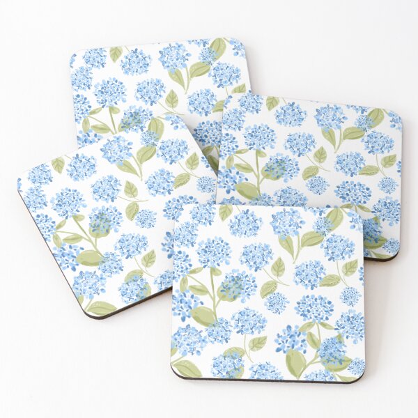 Item preview, Preppy Blue Hydrangea Floral on white pattern designed and sold by aneladesigns.