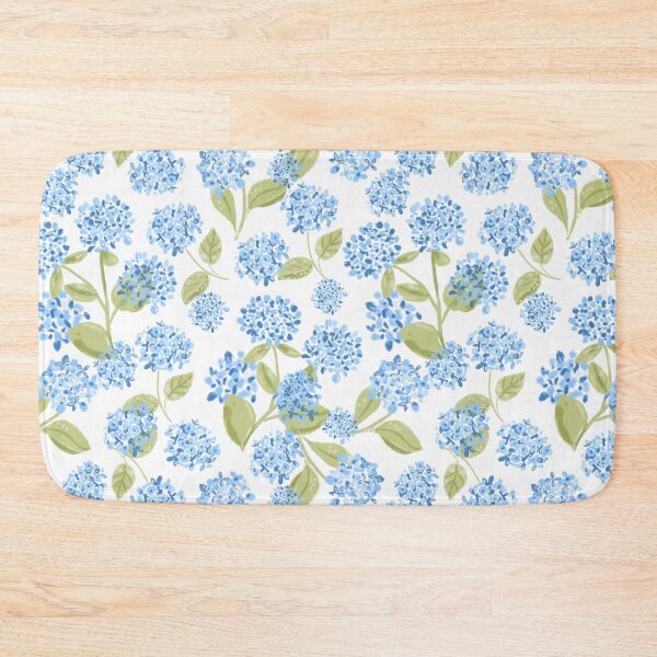 Item preview, Preppy Blue Hydrangea Floral on white pattern designed and sold by aneladesigns.