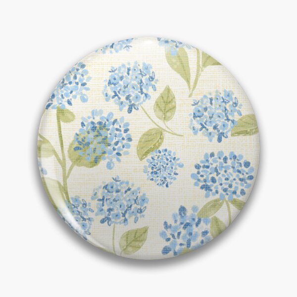 Item preview, Preppy Blue Hydrangea Floral on beige pattern designed and sold by aneladesigns.