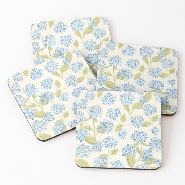 Item preview, Preppy Blue Hydrangea Floral on beige pattern designed and sold by aneladesigns.