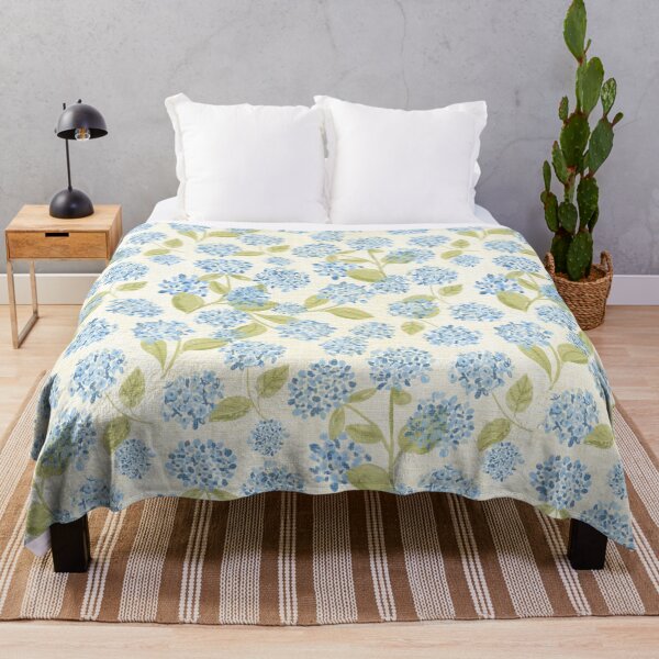 Item preview, Preppy Blue Hydrangea Floral on beige pattern designed and sold by aneladesigns.
