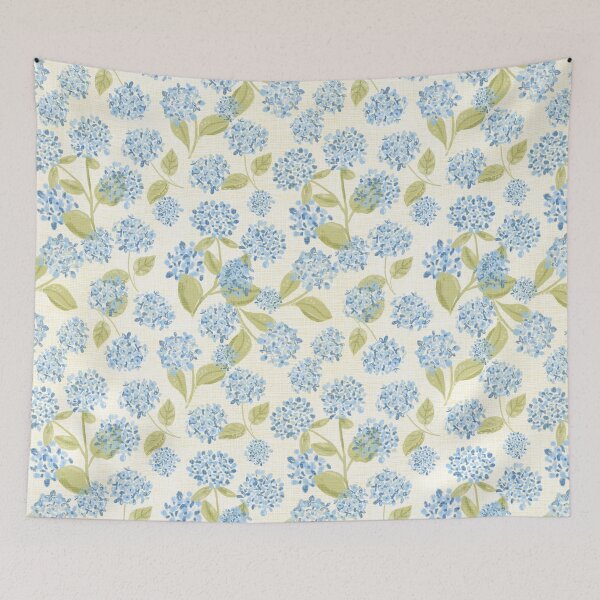 Item preview, Preppy Blue Hydrangea Floral on beige pattern designed and sold by aneladesigns.