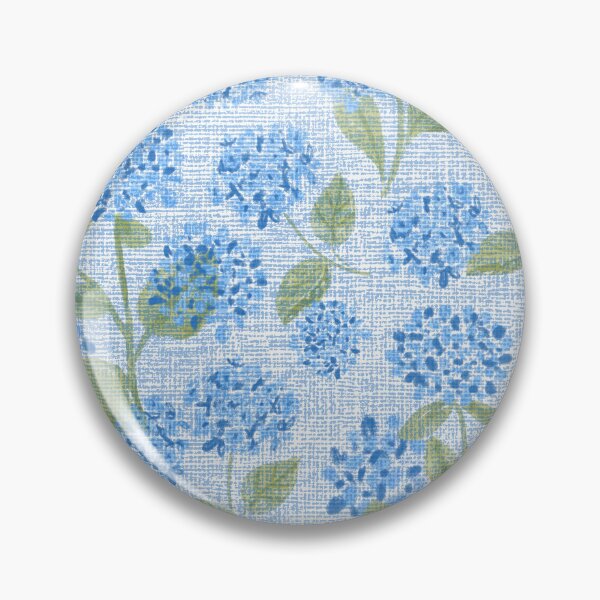 Item preview, Blue Hydrangea Floral on light blue faux linen texture pattern designed and sold by aneladesigns.