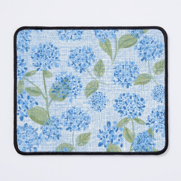 Item preview, Blue Hydrangea Floral on light blue faux linen texture pattern designed and sold by aneladesigns.