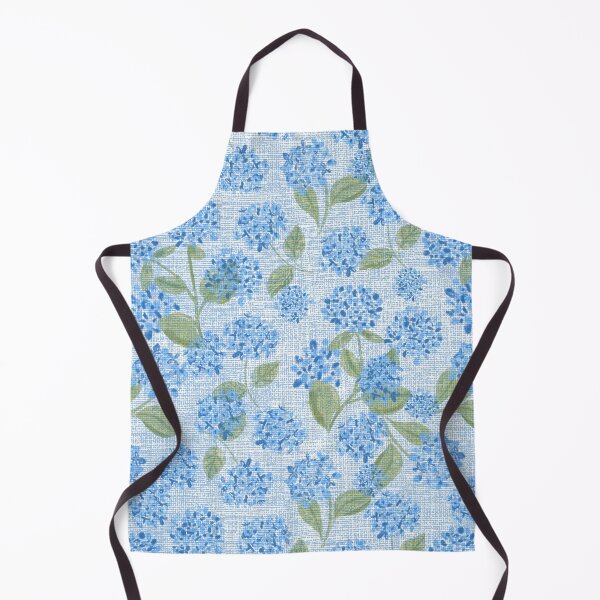 Item preview, Blue Hydrangea Floral on light blue faux linen texture pattern designed and sold by aneladesigns.