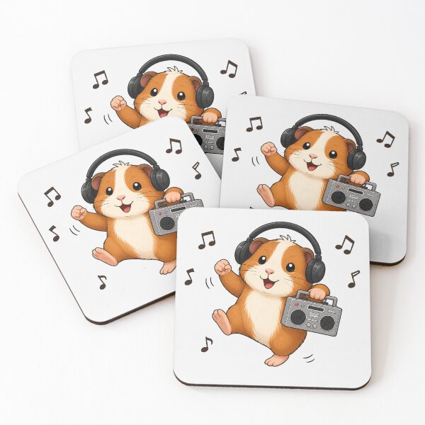 Item preview, Cute Guinea Pig Listening to Music Kawaii Retro Boombox designed and sold by Seculinator.