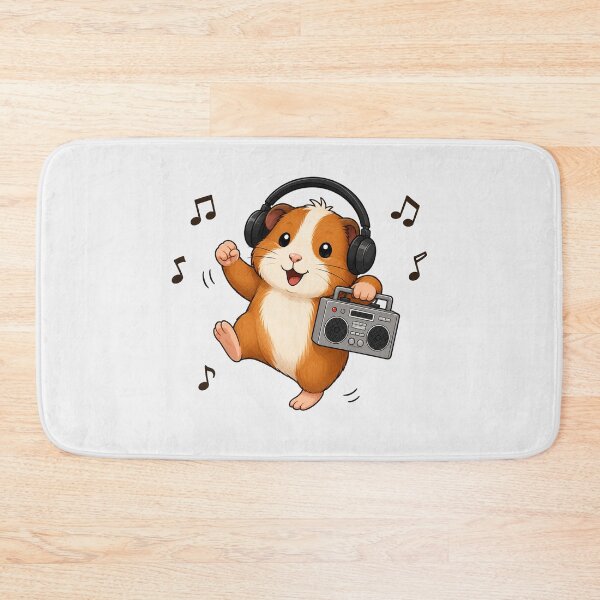 Item preview, Cute Guinea Pig Listening to Music Kawaii Retro Boombox designed and sold by Seculinator.