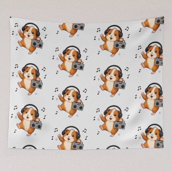 Item preview, Cute Guinea Pig Listening to Music Kawaii Retro Boombox designed and sold by Seculinator.