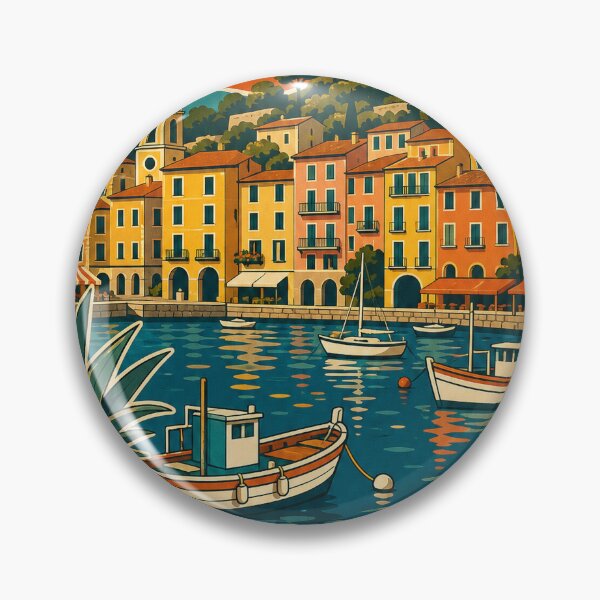 Artikelvorschau, Villefranche sur Mer Frankreich Reise-Souvenir – Retro-Illustration entworfen und verkauft von VisualArtsOasis.