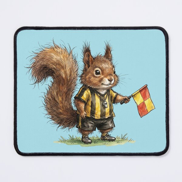 Item preview, Cute Watercolor Squirrel Assistant Referee with Linesman Flag Art designed and sold by BreezifyDesignStudio.