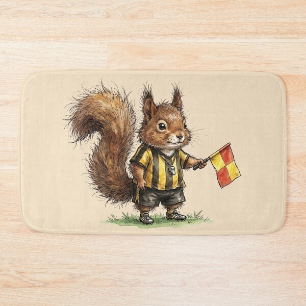 Item preview, Cute Watercolor Squirrel Assistant Referee with Linesman Flag Art designed and sold by BreezifyDesignStudio.