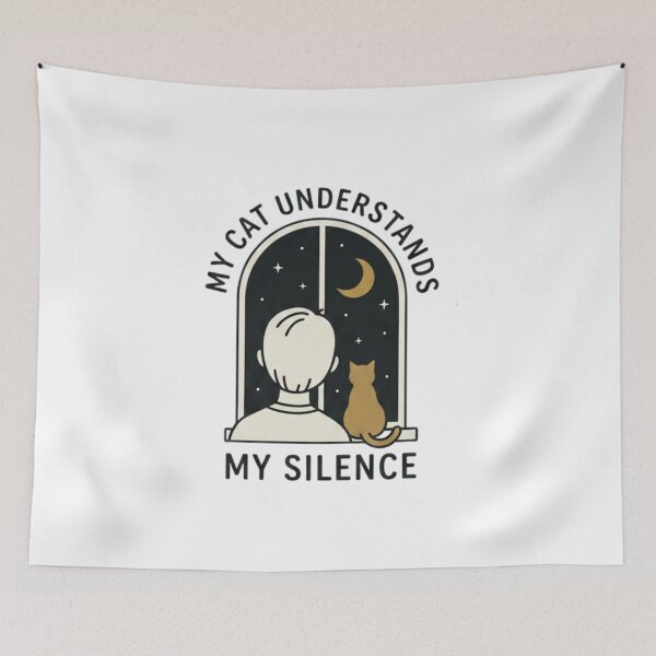 Item preview,  My Cat Understands My Silence Night Window Vintry Off designed and sold by VintryOff.