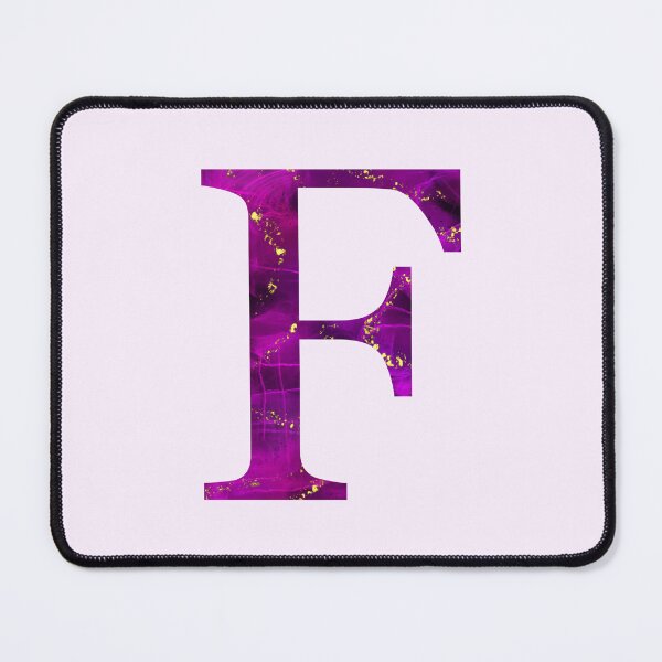 Item preview, Monogram letter F in pink color with gold accents, alcohol ink digital art designed and sold by SweetLilith.