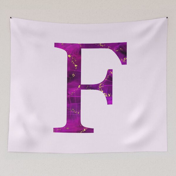 Item preview, Monogram letter F in pink color with gold accents, alcohol ink digital art designed and sold by SweetLilith.