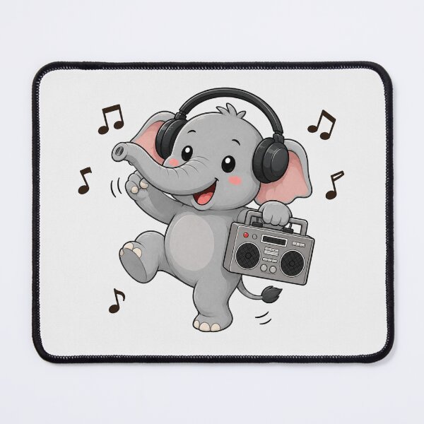 Item preview, Cute Elephant Listening to Music Kawaii Retro Boombox designed and sold by Seculinator.